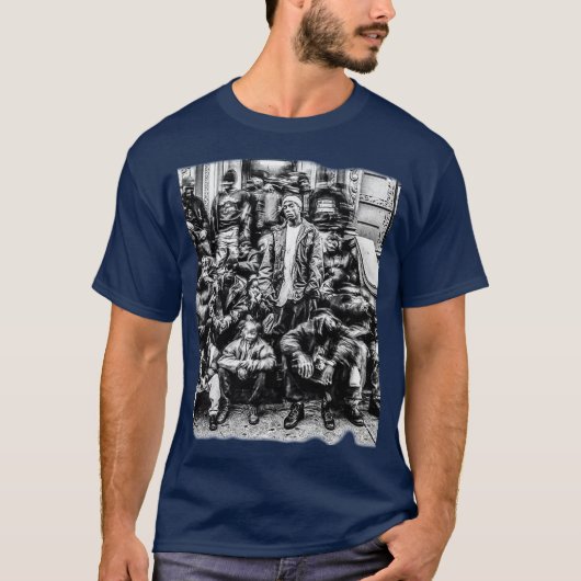 grote L bedrukte vriend T-shirt (Voorkant)