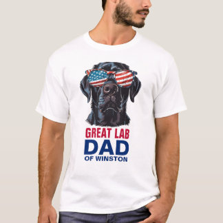 Grote Labrador Pap 4th van juli Amerikaanse vlag T-shirt