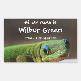 Grote lachende gekko naam badge rechthoekige sticker