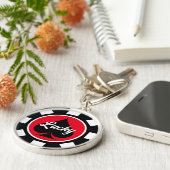 Grote Las Vegas poker chip munt gepersonaliseerd g Sleutelhanger (Zijkant)