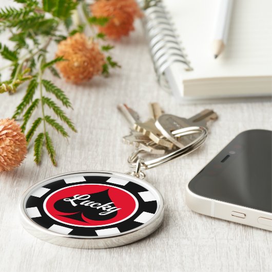 Grote Las Vegas poker chip munt gepersonaliseerd g Sleutelhanger (Zijkant)