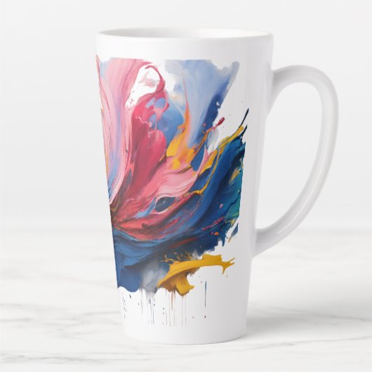 Grote Latte Mok - Abstracte kleur spatten, 17 oz (Rechts)