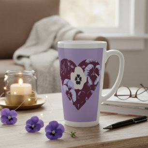 Grote Latte Mok Artistieke Paarse en Violette Hart