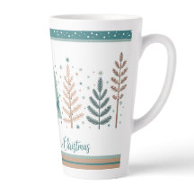 Grote Latte Mok met Kerstbomen minimalistisch