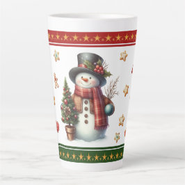 Grote Latte Mok met Sneeuwman en Kerstkoekjes
