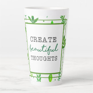 Grote Latte-mok | Natuurlijke groene bladpatroonpr Latte Mok