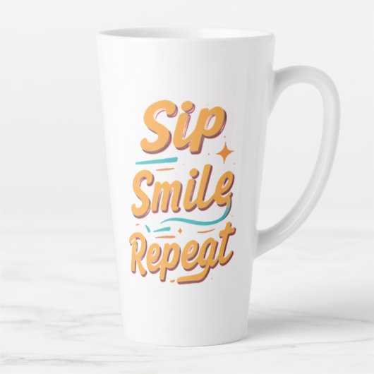 Grote Latte Mok - Sip, Smile, Repeat (Rechts)