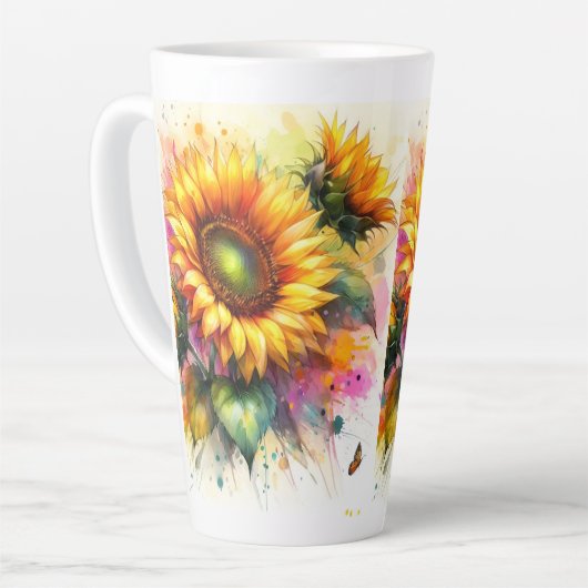 Grote Latte Mok - Zonnebloemen (Linkerhoek)