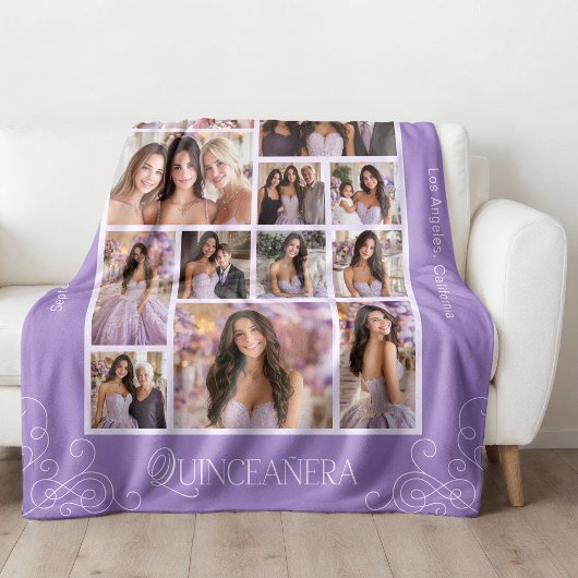 Grote Lavendel 14 Foto Keepsake Quinceañera Fleece Deken