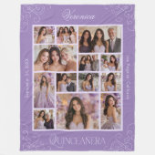 Grote Lavendel 14 Foto Keepsake Quinceañera Fleece Deken (Voorkant)