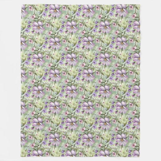 Grote lavendelbloemen op Mint Fleece Deken (Voorkant)