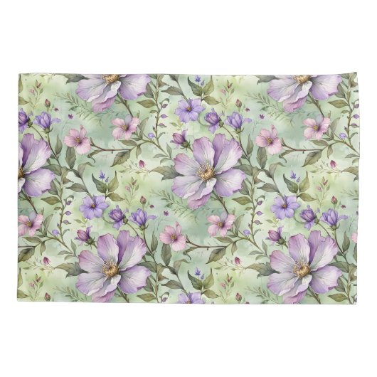 Grote lavendelbloemen op Mint Kussensloop (Achterkant)