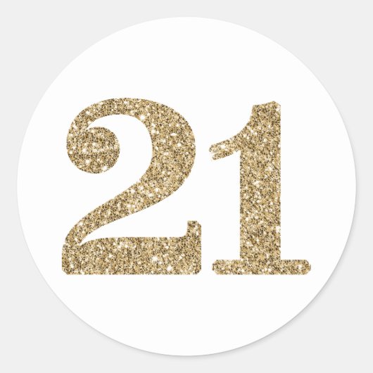 GROTE LEEFTIJD NUMMER moderne 21 gouden glitter Ronde Sticker (Voorkant)