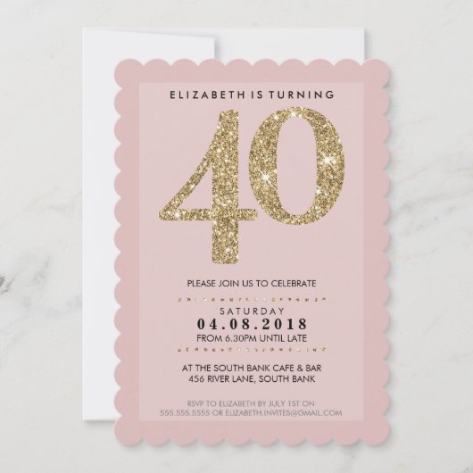 GROTE LEEFTIJD NUMMER moderne 40 goud glitter bluc Kaart (Voorkant)