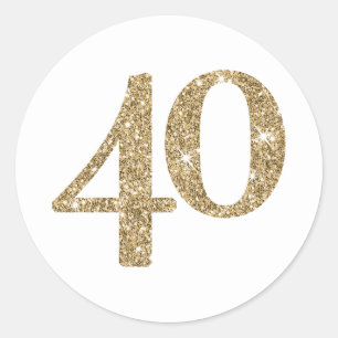 GROTE LEEFTIJD NUMMER moderne 40 goud glitter Ronde Sticker