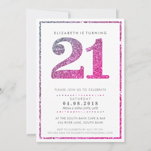 GROTE LEEFTIJD NUMMER UITNODIGEN glam 21 roos goud Kaart (Voorkant)