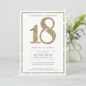 GROTE LEEFTIJD NUMMER UITNODIGEN moderne 18 gouden Kaart (Staand voorkant)