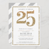 GROTE LEEFTIJD NUMMER UITNODIGEN moderne 25 gouden Kaart (Voorkant / Achterkant)