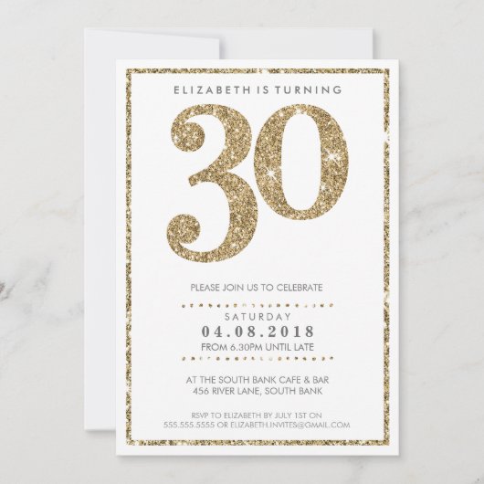 GROTE LEEFTIJD NUMMER UITNODIGEN moderne 30 gouden Kaart (Voorkant)