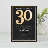 GROTE LEEFTIJD NUMMER UITNODIGEN moderne 30 gouden Kaart (Staand voorkant)