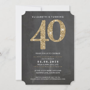 GROTE LEEFTIJDNUMMER INVITE modern 40 goudglitter Kaart