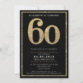GROTE LEEFTIJDNUMMER INVITE modern 60 goudglitter Kaart (Voorkant)