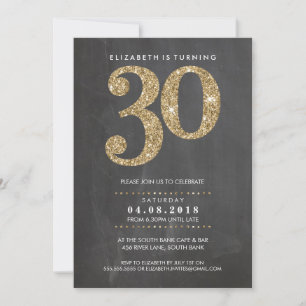 GROTE LEEFTIJDNUMMER INVITE moderne 30 goudglitter Kaart