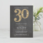 GROTE LEEFTIJDSNUMMER UITNODIGING modern 30 gouden (Staand voorkant)
