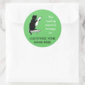 Grote leeskat Boekplaat Sticker in lichtgroen (Tas)