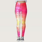 Grote Leggings In Roze Koraal en Geel (Voorkant)