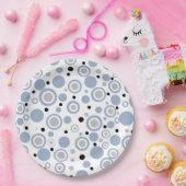 Grote leien blauw zilveren geometrische cirkels papieren bordje (Feest)