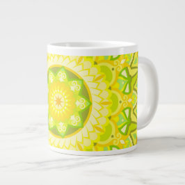 Grote Lente Mandala Groen Geel Boho Oversized Koffiekop