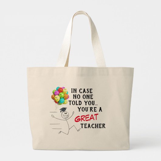 “Grote leraar” Grote Tote Bag (Achterkant)