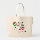 “Grote leraar” Grote Tote Bag (Voorkant)