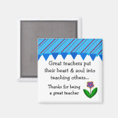 Grote lerarenstaven en Gezegde van Floral Magneet (Voorkant / Achterkant)