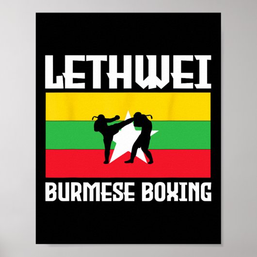 Grote Lethwei Birmese Boksen Outfit Kick MMA Kickb Poster (Voorkant)