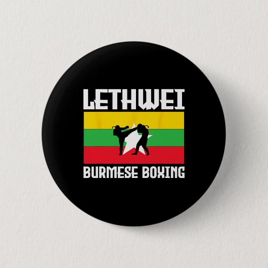 Grote Lethwei Birmese Boksen Outfit Kick MMA Kickb Ronde Button 5,7 Cm (Voorkant)