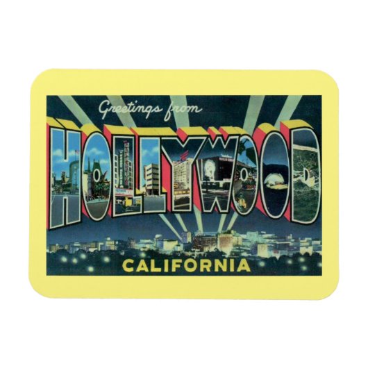 Grote Letter Greeting Hollywood California Magneet (Horizontaal)