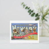 Grote Letter-groet, Newark, NJ-Vintage Briefkaart (Staand voorkant)