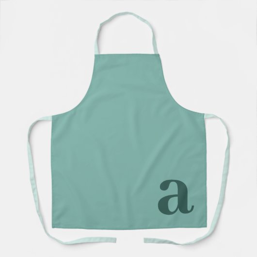 Grote Letter Monogram Tealblauw Minimalistisch Schort (Voorkant)