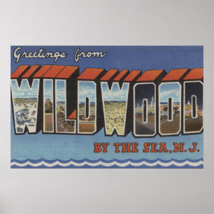 Grote Letter-scènes - Wildwood-by-the-Zee, NJ Poster