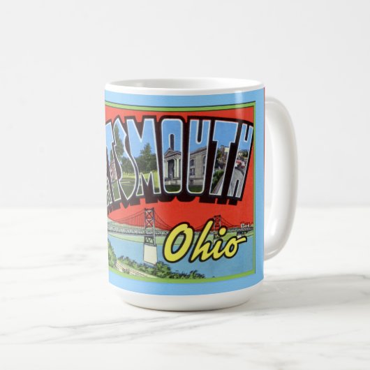 Grote lettergroeten van Portsmouth Ohio Koffiemok (Voorkant rechts)