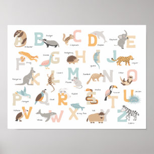 Grote letters dier alfabet kinderen poster