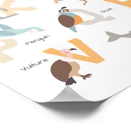 Grote letters dierlijk alfabet kinder poster (Hoek)