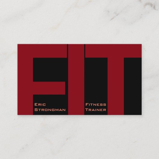 Grote letters FIT fitnesstrainer moderne cover Visitekaartje (Voorkant)