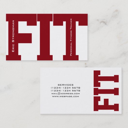 Grote letters FIT fitnesstrainer moderne cover Visitekaartje (Voorkant / Achterkant)