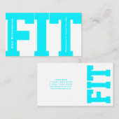 Grote letters FIT fitnesstrainer witte cyaan Visitekaartje (Voorkant / Achterkant)