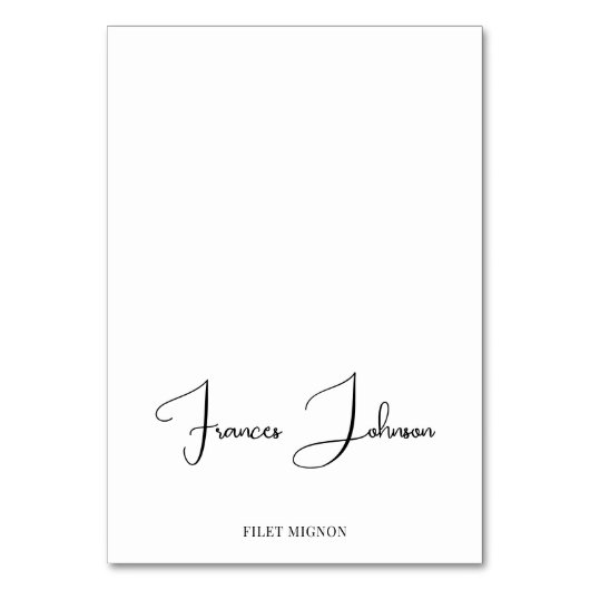 Grote letters script maaltijd keuze naam plaatskaa kaart (Voorkant)