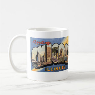 Grote letters Vintage Chicago Briefkaart Koffiemok