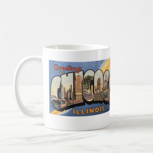 Grote letters Vintage Chicago Briefkaart Koffiemok (Links)